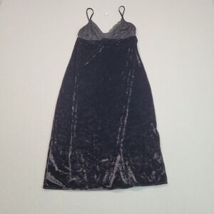 Forever 21 Women Black Crushed Velvet Lace Trim Cami Whimsigoth Dress Medium Y2K